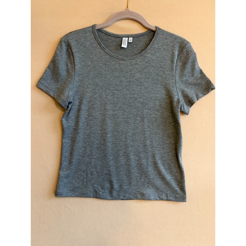 Other Stories Grey Lyocell Blend Short Sleeve Crew Neck T-Shirt Size M